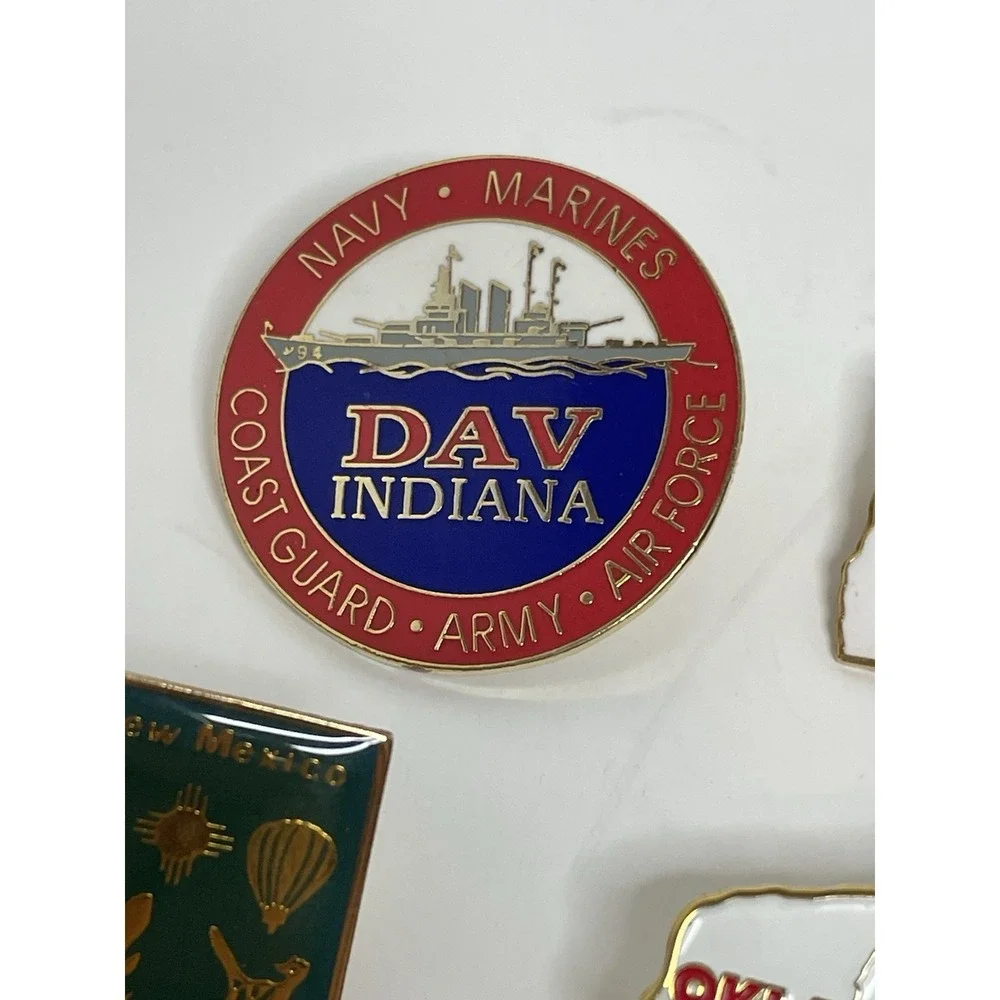 DAV Disabled American Veterans DAVA Auxiliary 5 State Pins IN NM OK OR NV Lapel